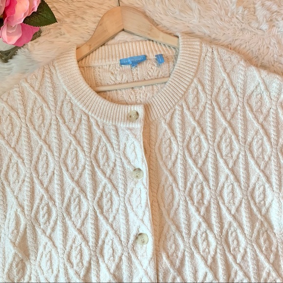 Draper James Cable Knit Chunky Oversized Cardigan Ivory - Picture 10 of 13